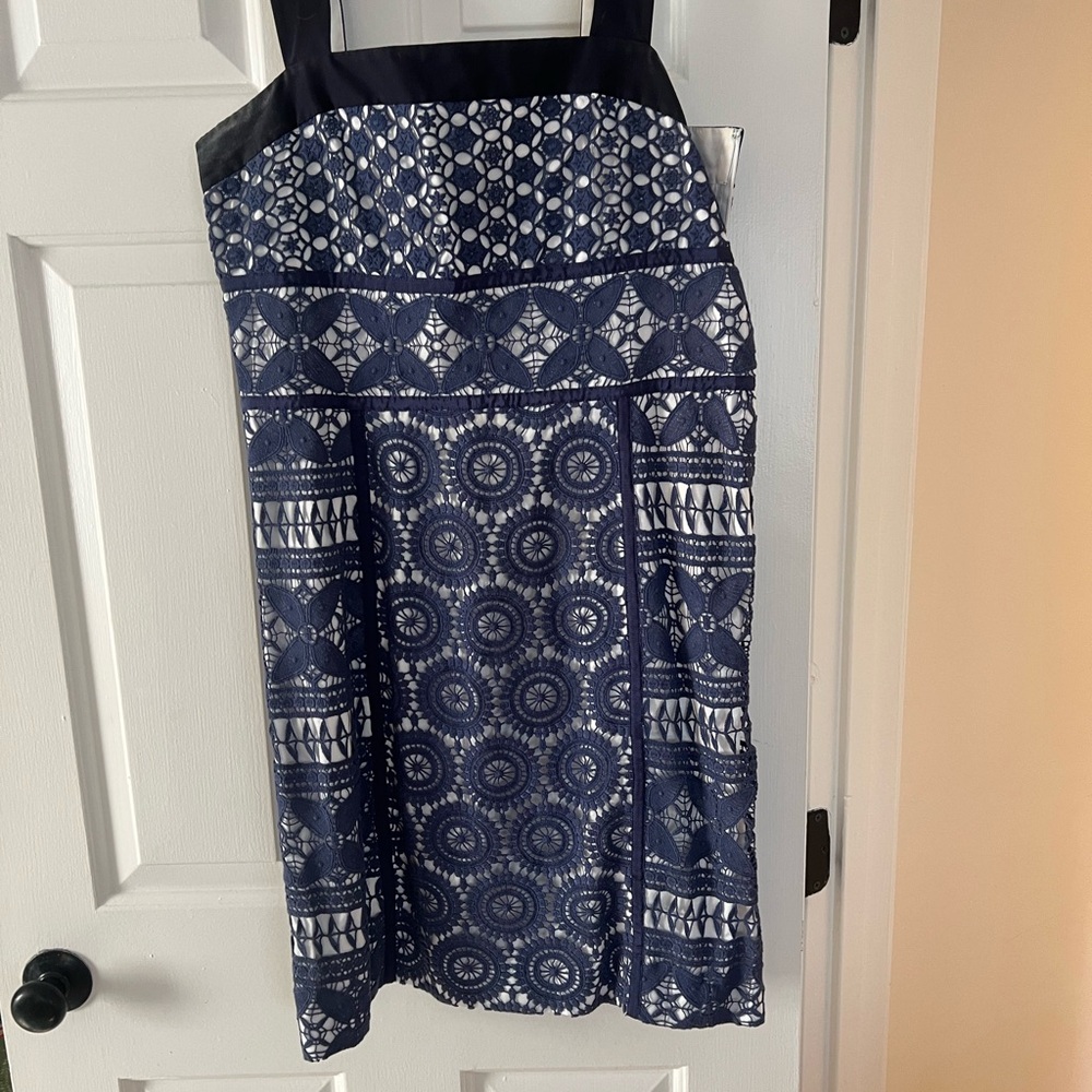 Tory Burch White and Gray Patterned Dress